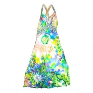 Tiffany designs multi color silky beaded dress